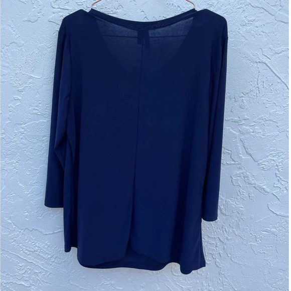 Susan Lawrence Womens Long Sleeve Semi See Through Top Blue Sz XL - Picture 7 of 8